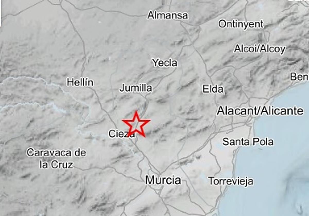 Ubicación del epicentro del terremoto.
