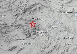 Epìcentro del temblor, al sur de Moratalla.