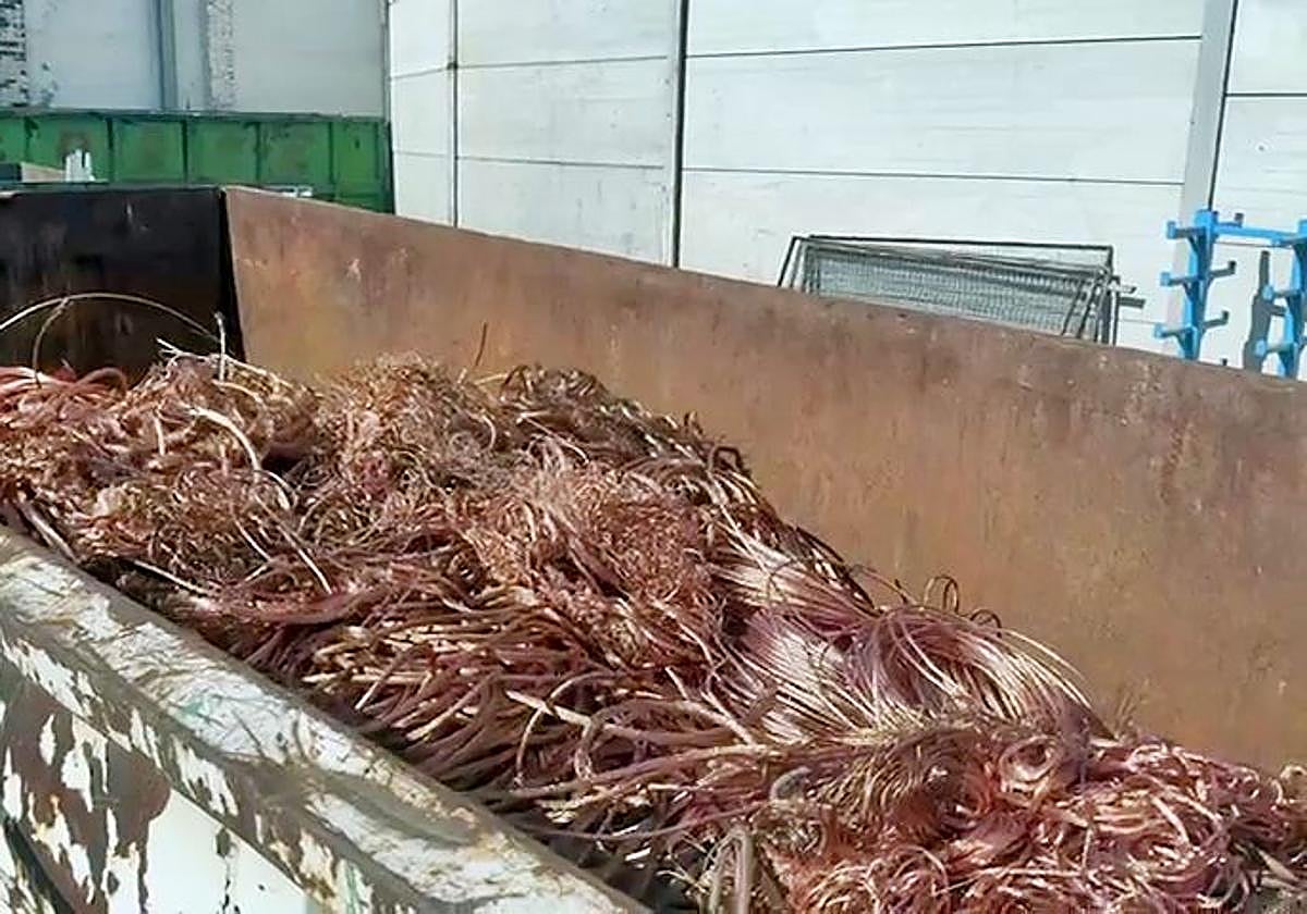 El cobre robado sustraído por la Guardia Civil.