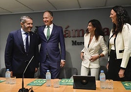 Miguel López Abad, Juan Andrés Jiménez, Myriam Fuertes y Juana María Martínez, ayer, en el acto.