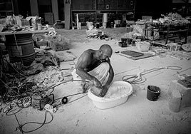 Lidó Rico prepara su proyecto escultórico para Murcia, en imágenes