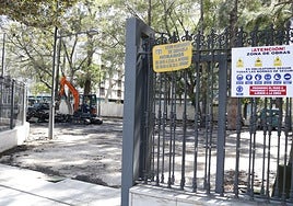 Inicio de las obras en el parque de la Glorieta en marzo.