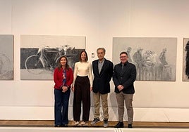 Presentación de 'Set', con Pedro Cano (2d) en la Capilla del Centro Cultural La Misericòrdia.