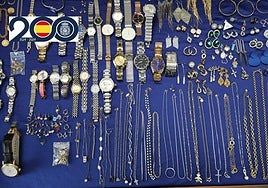 Una parte del material robado por el grupo criminal y requisado por la Policía Nacional.