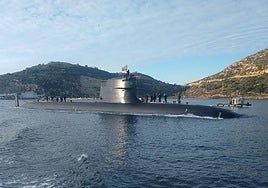 El submarino 'Isaac Peral' (S-81), este viernes, en Cartagena.