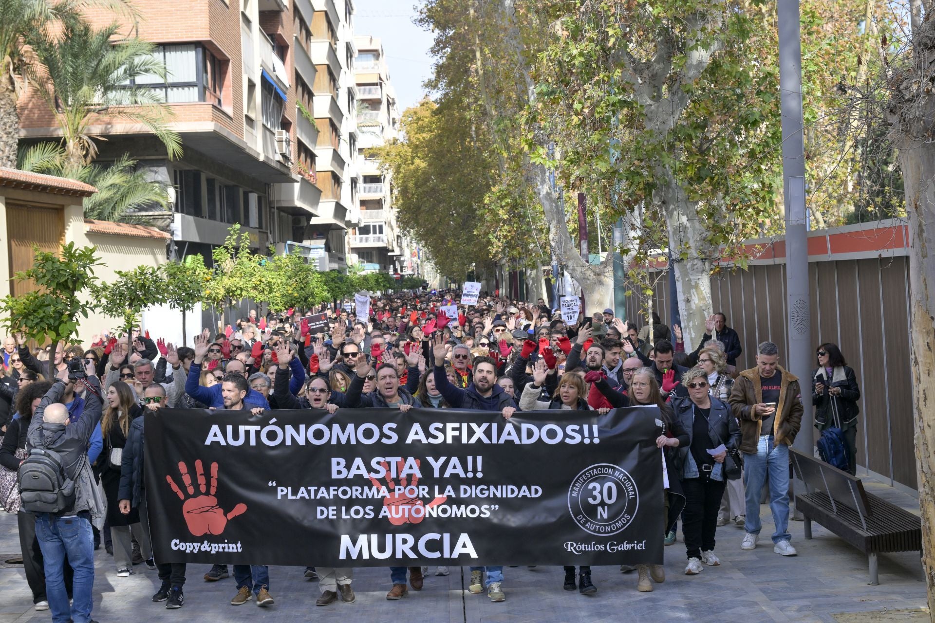 En imágenes, manifestación de autónomos en Murcia