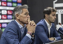 Víctor Alonso y Alejandro Arribas, durante su comparecencia del pasado 30 de octubre en el Cartagonova.