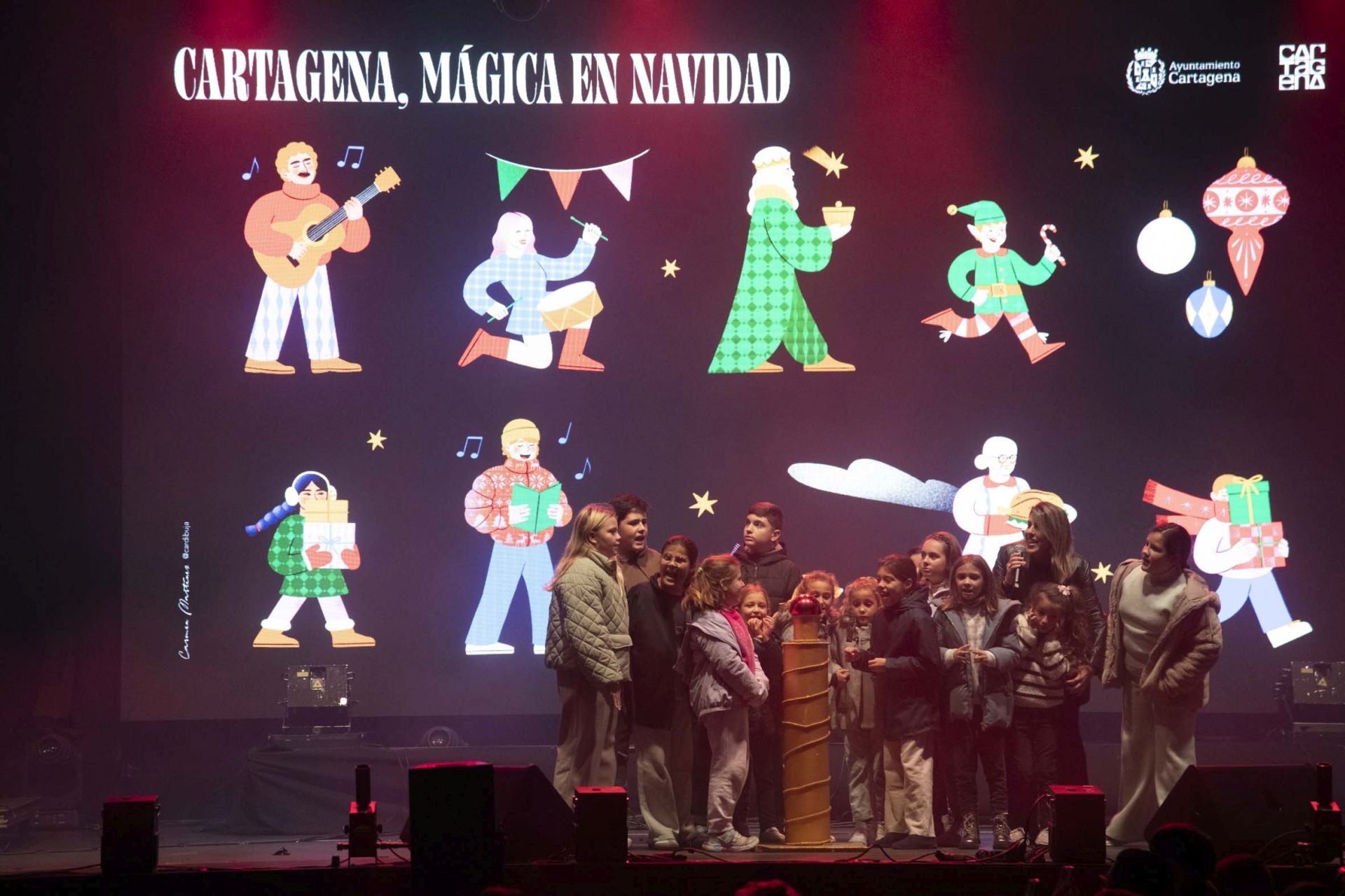 El encendido de las luces navideñas de Cartagena, en imágenes