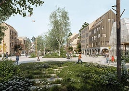 Recreación del diseño urbano ganador en el certamen Europan para la localidad de Karlstad.