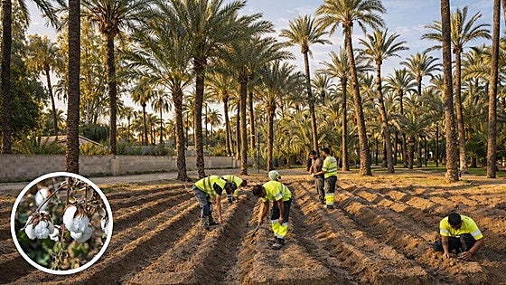 El cultivo del algodón brota de nuevo en el Palmeral de Orihuela