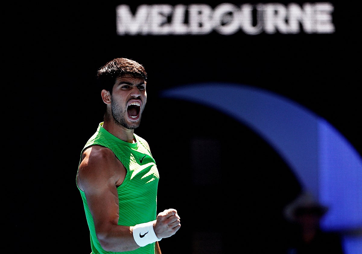 Carlos Alcaraz, en Melbourne, durante el pasado mes de enero, último Grand Slam que jugó.