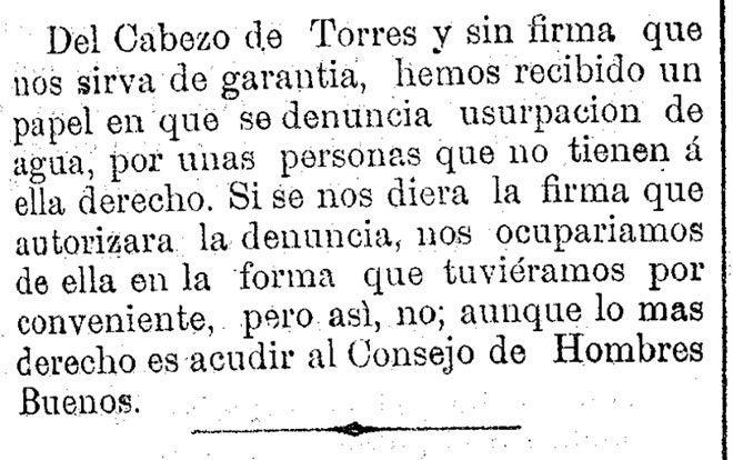 'El Diario de Murcia' ya advertía en el año 1882 de que los litigios de la huerta se resuelven en el Consejo.