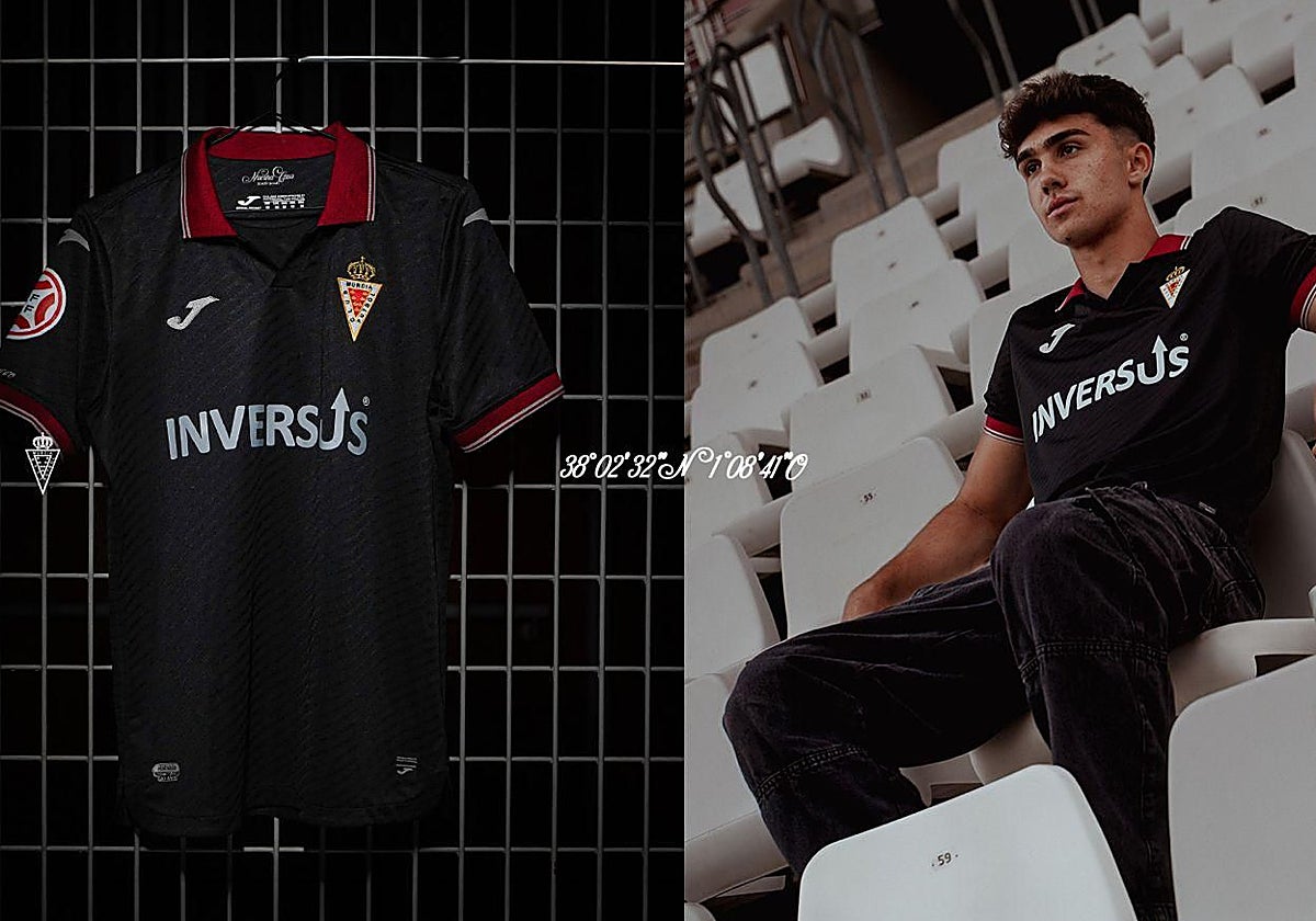Imagen de la tercera camiseta del Real Murcia para la temporada 2026/2027.