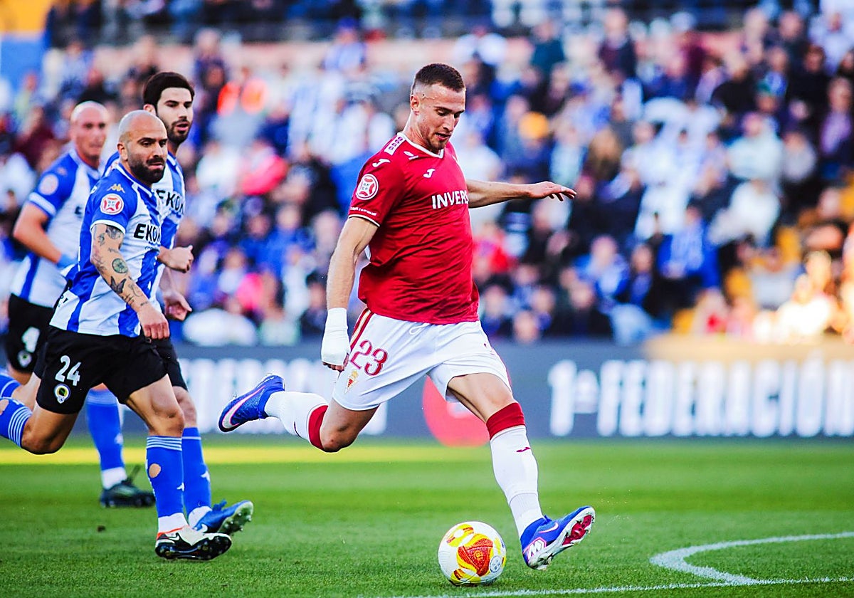 David Flakus, en el partido ante el Hércules de la temporada pasada.
