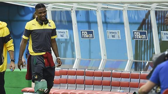 Eto'o, durante un entrenamiento.