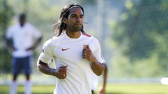 Falcao, durante un entrenamiento con el Mónaco. 