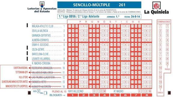 Boleto modificado de la primera jornada. 