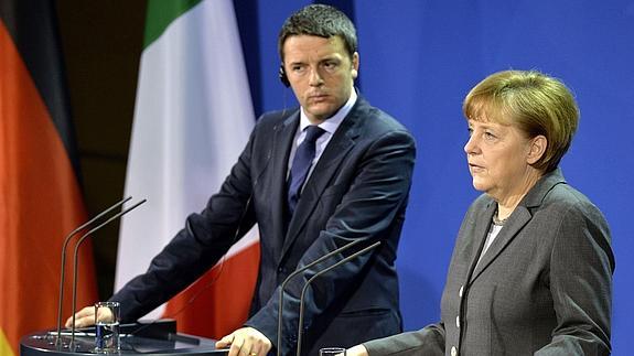 Angela Merkel y Mateo Renzi.
