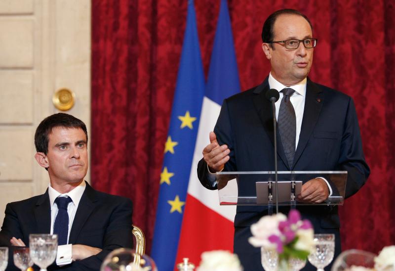 Hollande y Valls, en un cena ayer en París 