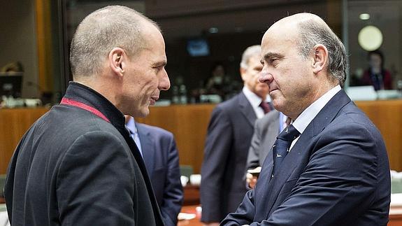 Luis de Guindos y Yanis Varoufakis. 