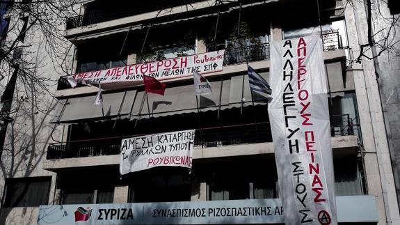 La sede de Syriza, durante su ocupación 