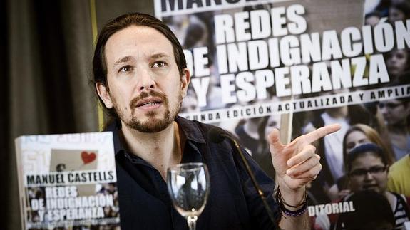 Pablo Iglesias, hoy en la presentación de un libro. 