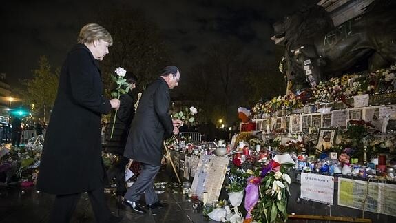 François Hollande y Angela Merkel.