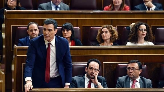 La bancada socialista, encabezada por el secretario general del partido, Pedro Sánchez.