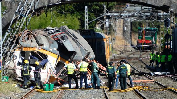 Estado del tren tras el accidente.