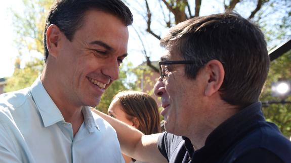 Pedro Sánchez y Patxi López, la semana pasada en Vitoria.