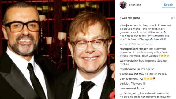 Mensaje de Elton John en Instagram. 