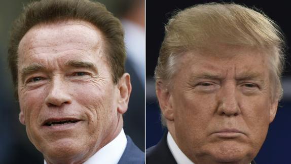 Combo de imágenes de Arnold Schwarzenegger y Donald Trump.