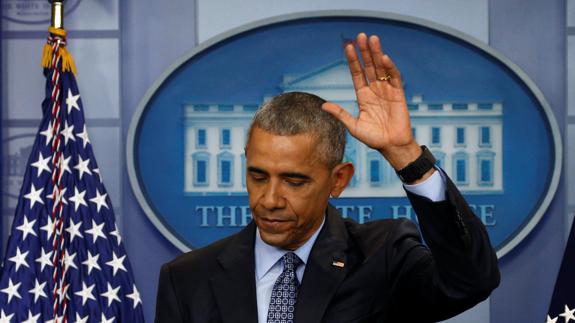 Obama durante su última rueda de prensa.