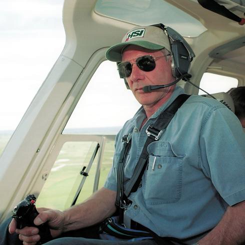 Harrison Ford, en un helicóptero.