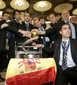 PODEROSOS. Jugadores de España, el lunes en Madrid. / EFE