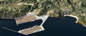 Recreación del puerto y de la bahía de Portmán (a la derecha) ya regenerada. ::                             AUTORIDAD PORTUARIA DE                             CARTAGENA