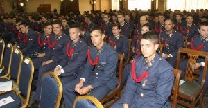 Cadetes alumnos de la Academia General del Aire durante el acto de apertura oficial del curso. ::                             PABLO SÁNCHEZ / AGM