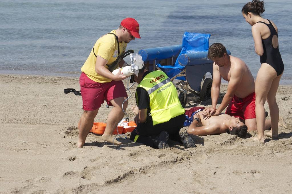 Simulacro de emergencia en una de las playas