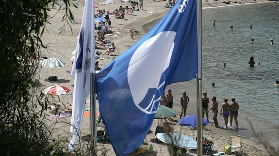 Bandera 'Q' de Calidad Turística en la playa de Cala Cortina. 