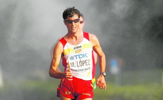 Miguel Ángel López, en los 20 km marcha del Mundial de Moscú, el año pasado, en el que logró el bronce.