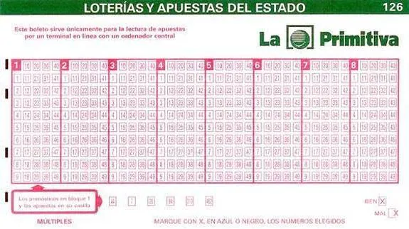 Boleto de la Lotería Primitiva. 