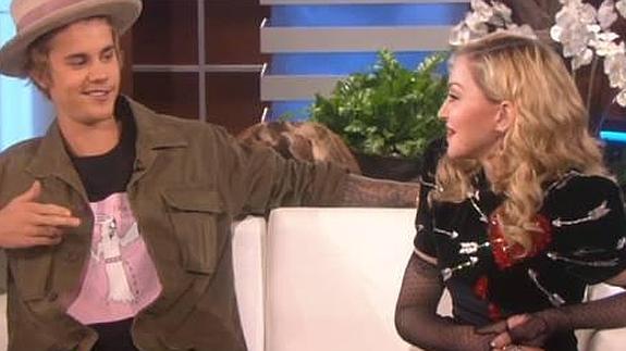 Justin Bieber y Madonna en el show de Ellen DeGeneres