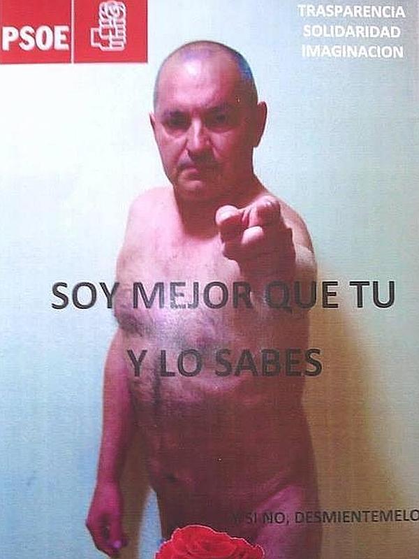 Un candidato del PSOE hace campaña desnudo