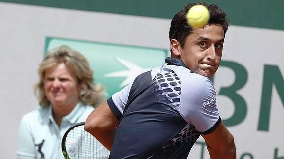 Nico Almagro, durante el partido disputado esta tarde.