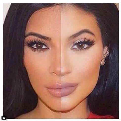 Montaje de la propia Kim Kardashian con la foto de su hermana Kylie Jenner. 