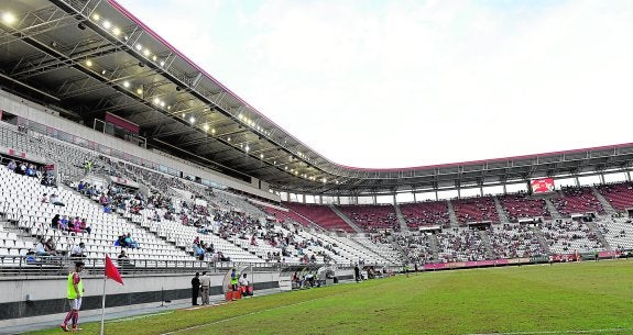 La Nueva Condomina, el pasado domingo, en el Murcia-Balompédica Linense. 