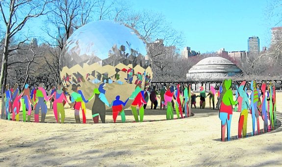 Recreación gráfica de la escultura de Cristóbal Gabarrón en Central Park. 