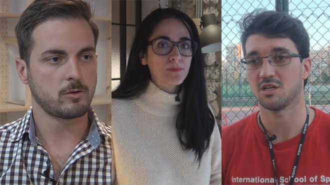 Adrián Cervera, Eva Torrecillas y Andrés Piña, tres emprendedores que han montado su negocio en Murcia. 