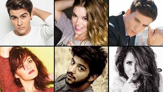 Aspirantes a Eurovisión (de izquierda a derecha y de arriba a abajo): Maverick, María Isabel, Xuso Jones, ElectricNana, Salvador Beltrán y Barei.