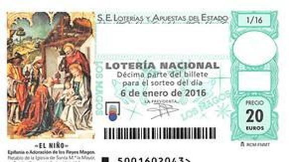 Ejemplo de décimo de la Lotería del Niño 2016. 